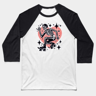 Skeleton Skater Baseball T-Shirt
